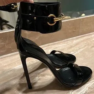 Gucci | Shoes | Gucci Stilettos Sandals Black Patent Leather